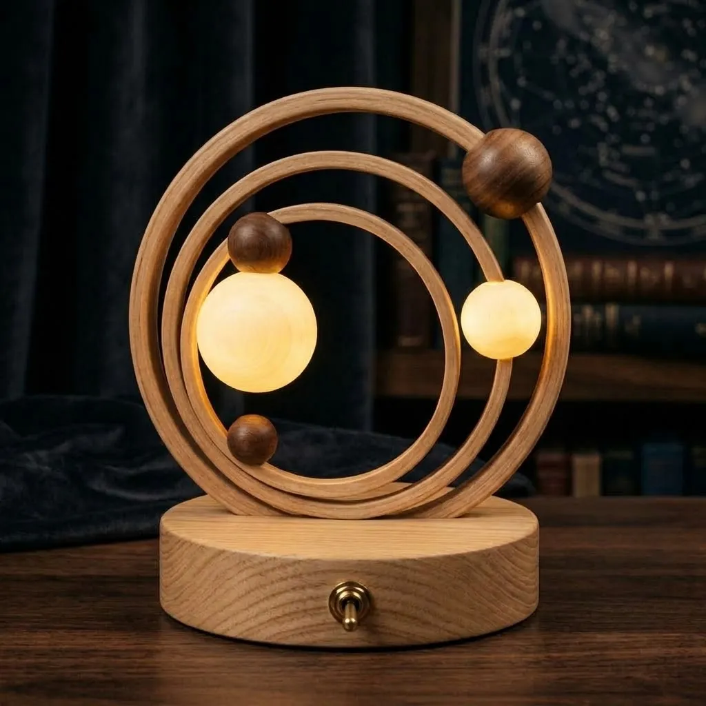 Wooden Planetary Conjunction Night Light