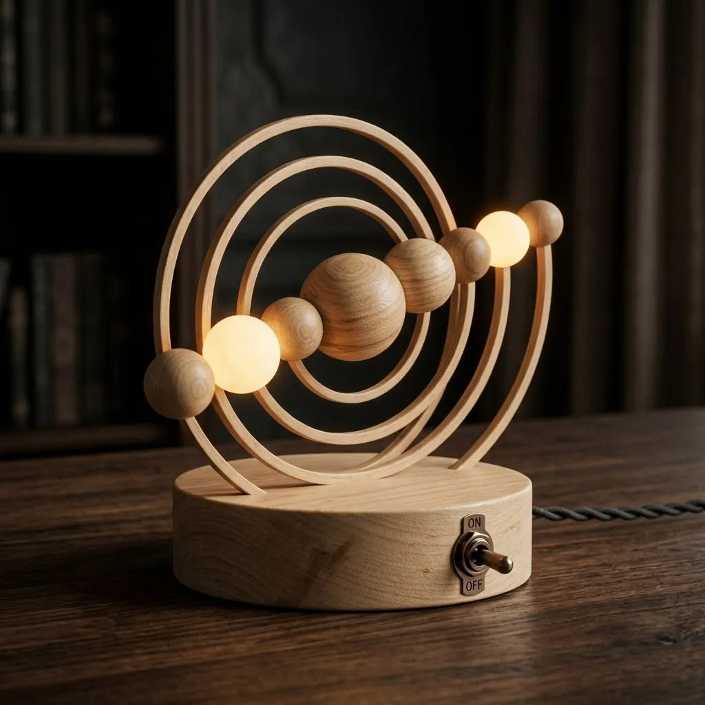 Wooden Planetary Alignment Night Light